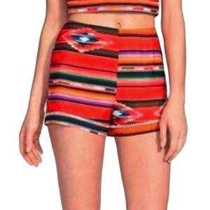 ASTR Serape Southwestern Aztec Tribal High Waisted Shorts Sz S